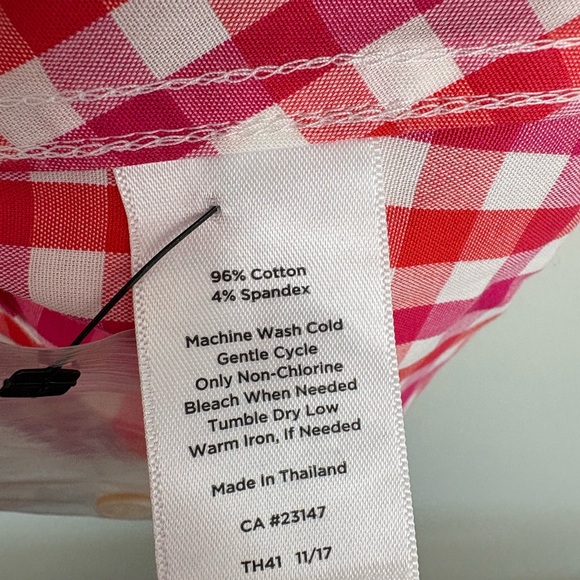 NWT Talbots Red & Pink Gingham Sleeveless Button-Front Top size 14 preppy - Picture 8 of 10